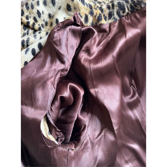 1950’s-1960’s Vintage Faux Leopard Fur Short Rope Wrap Coat with waist belt and - Picture 14 of 16